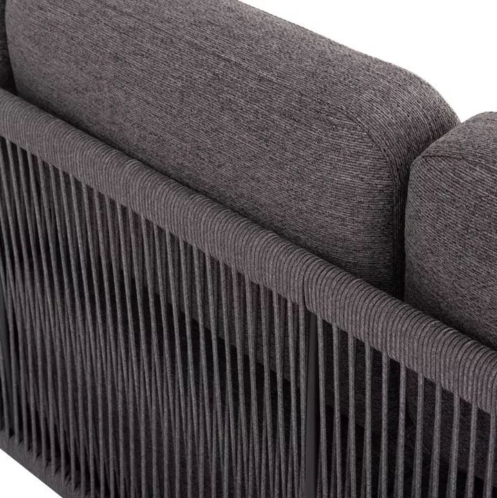 OUTDOOR CORNER LOUNGE SET 3PCS SERIES ELYSIA SM6187.01 DARK GREY ALUMINUM-ROPE-P.E.FABRIC