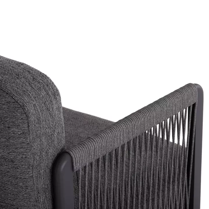 OUTDOOR CORNER LOUNGE SET 3PCS SERIES ELYSIA SM6187.01 DARK GREY ALUMINUM-ROPE-P.E.FABRIC