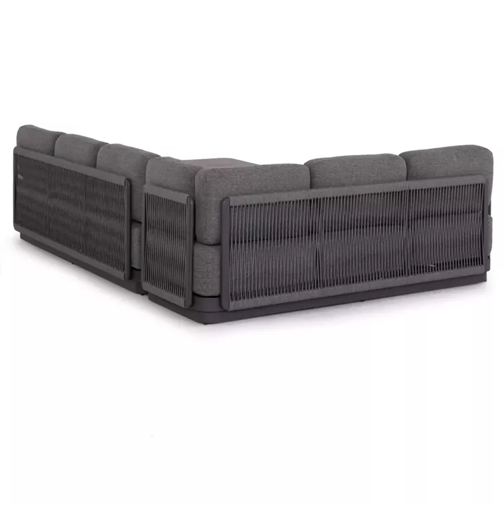 OUTDOOR CORNER LOUNGE SET 3PCS SERIES ELYSIA SM6187.01 DARK GREY ALUMINUM-ROPE-P.E.FABRIC