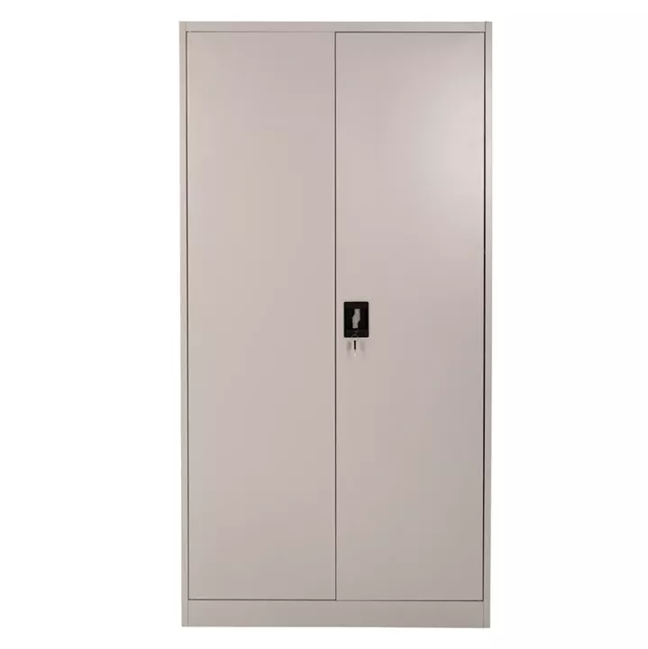 WARDROBE METALLIC HM5959.01 2-LEAF WITH 5 STORAGE SPACES LIGHT GREY 90Χ40Χ180Hcm.