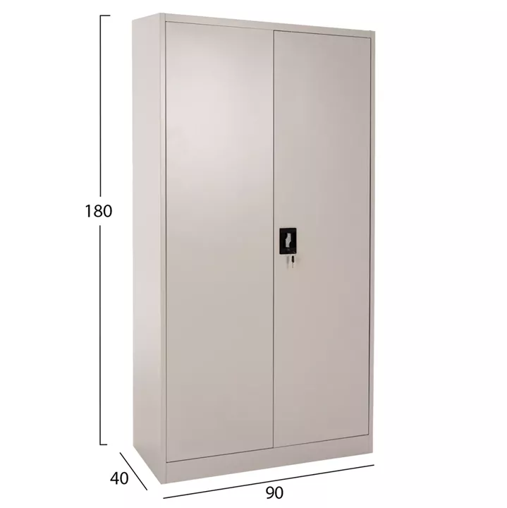 WARDROBE METALLIC HM5959.01 2-LEAF WITH 5 STORAGE SPACES LIGHT GREY 90Χ40Χ180Hcm.