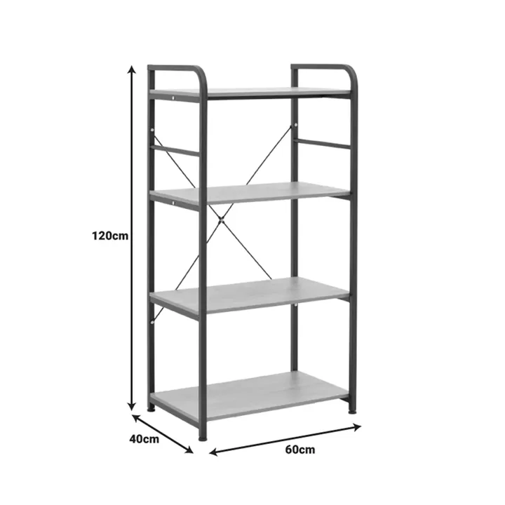 Floor-standing shelf Depo pakoworld white metal-mdf in natural shade 60x40x120cm