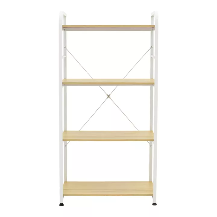Floor-standing shelf Depo pakoworld white metal-mdf in natural shade 60x40x120cm