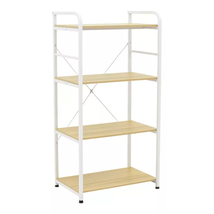 Floor-standing shelf Depo pakoworld white metal-mdf in natural shade 60x40x120cm