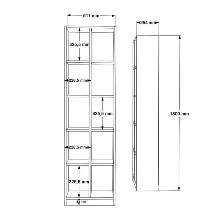 Oteca 10-seat bookcase pakoworld in natural shade 51.1x25.4x180cm