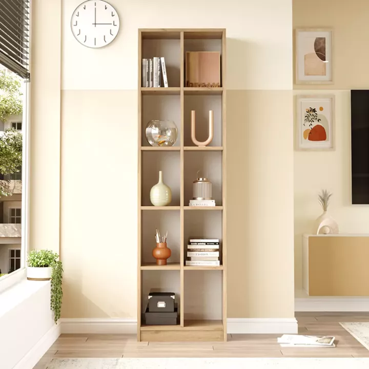 Oteca 10-seat bookcase pakoworld in natural shade 51.1x25.4x180cm