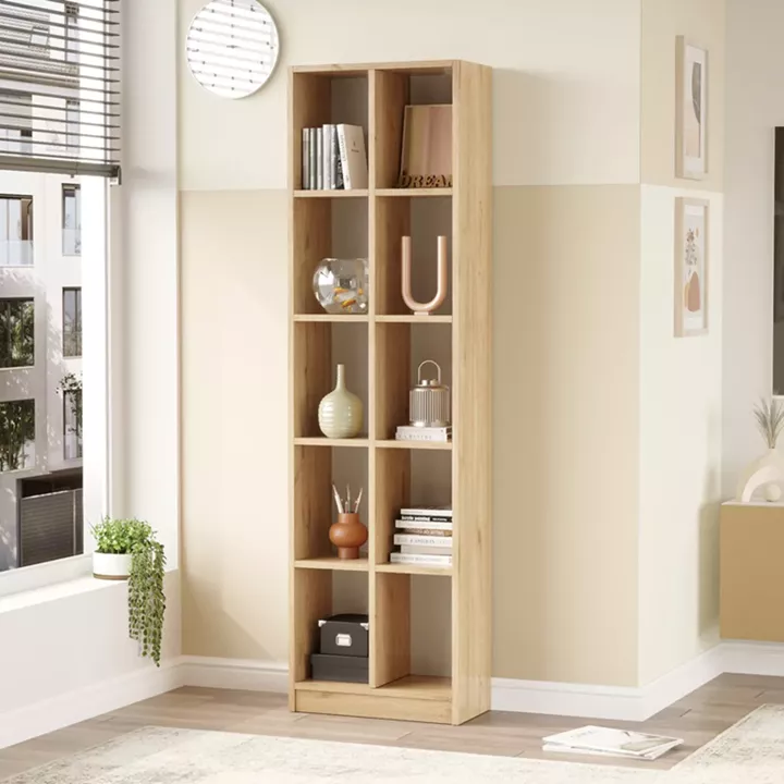 Oteca 10-seat bookcase pakoworld in natural shade 51.1x25.4x180cm