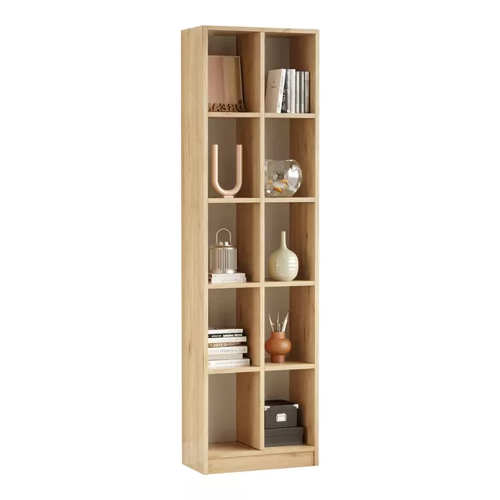 Oteca 10-seat bookcase pakoworld in natural shade 51.1x25.4x180cm