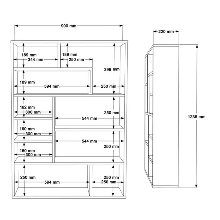 Bookcase Decora pakoworld in natural-whiteshade 90x22x123.6cm