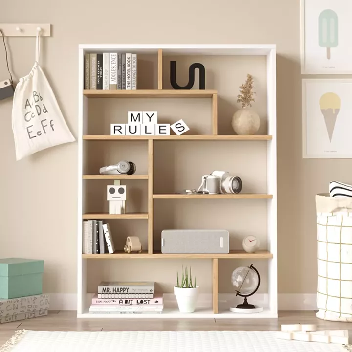 Bookcase Decora pakoworld in natural-whiteshade 90x22x123.6cm