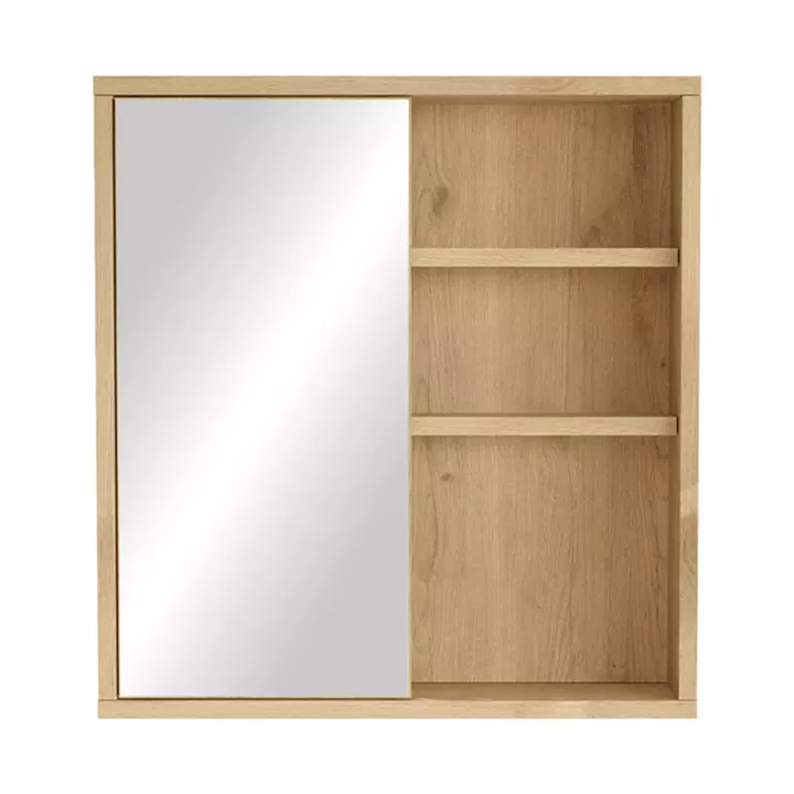 Bagno bathroom cabinet with mirror pakoworld in natural shade 60x14.5x63.6cm