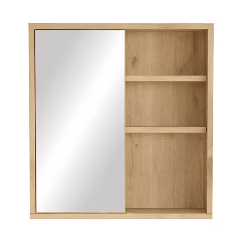 Bagno bathroom cabinet with mirror pakoworld in natural shade 60x14.5x63.6cm
