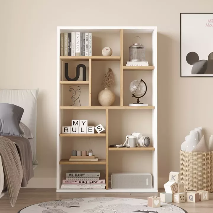 Bookcase Boteca 10-seater pakoworld in natural-white shade 75x22x123.6cm