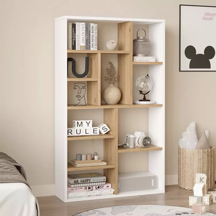 Bookcase Boteca 10-seater pakoworld in natural-white shade 75x22x123.6cm