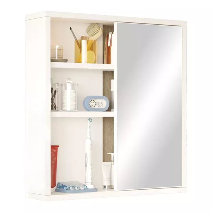 Bagno bathroom cabinet with mirror pakoworld in white shade 60x14.5x63.6cm