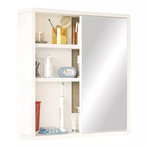Bagno bathroom cabinet with mirror pakoworld in white shade 60x14.5x63.6cm