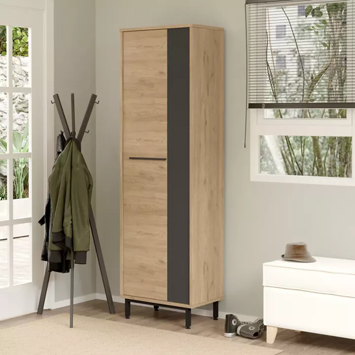 Shoe rack Scarpiera 9-seater pakoworld in natural-anthracite shade 57.2x35.5x185.60cm