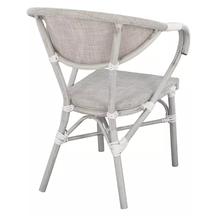 Armchair aluminum Bamboo Look Grey Patina with textline HM5108 57x57x83cm