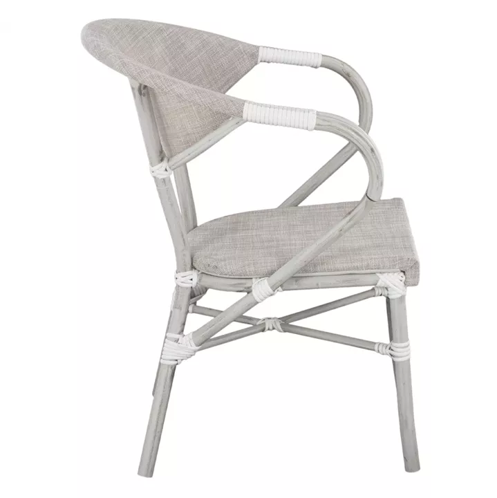 Armchair aluminum Bamboo Look Grey Patina with textline HM5108 57x57x83cm