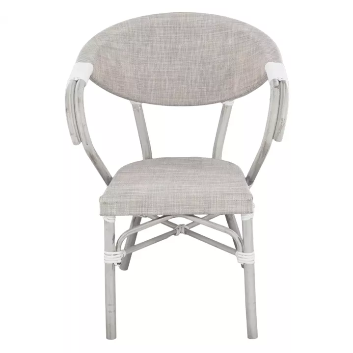 Armchair aluminum Bamboo Look Grey Patina with textline HM5108 57x57x83cm