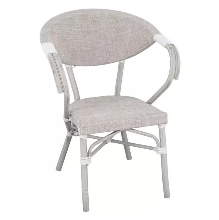 Armchair aluminum Bamboo Look Grey Patina with textline HM5108 57x57x83cm