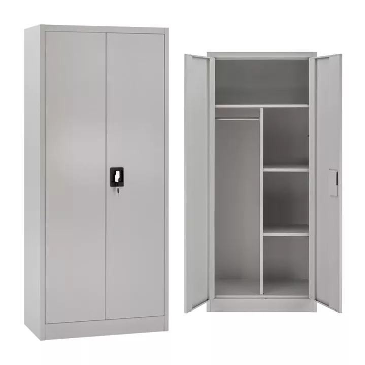 WARDROBE HM5961.01 METALLIC 2-LEAF LIGHT GREY 90Χ45Χ180Hcm.
