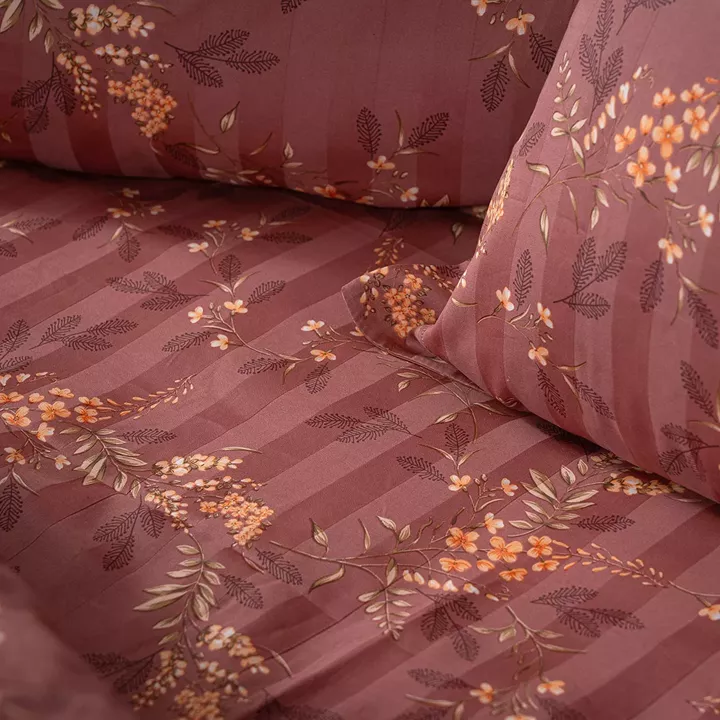 Beauty Home Σετ σεντόνια υπέρδιπλα Art 12210 Indra 100% Βαμβακοσατέν 300tc 240x270 Σάπιο μήλο
