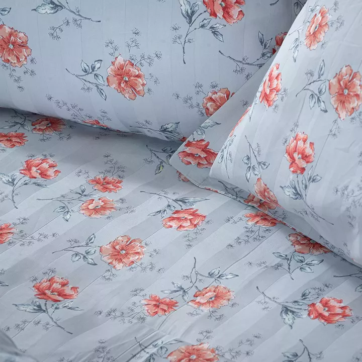 Beauty Home Σετ σεντόνια υπέρδιπλα με λάστιχο Art 12219 Ivy 100% Βαμβακοσατέν 300tc 170x200+30 Γκρι