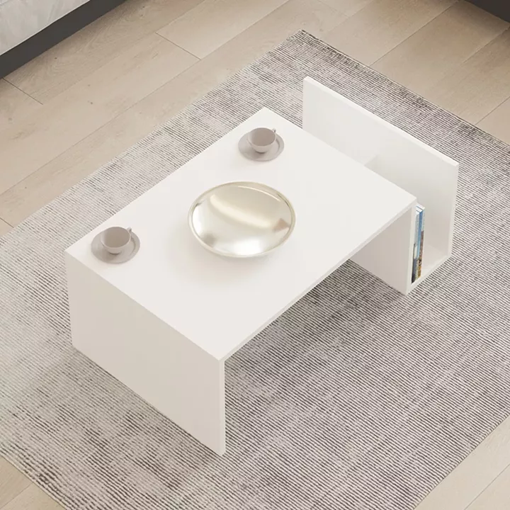 Τραπέζι σαλονιού Poko pakoworld σε λευκή απόχρωση 86.8x50x32,4εκ