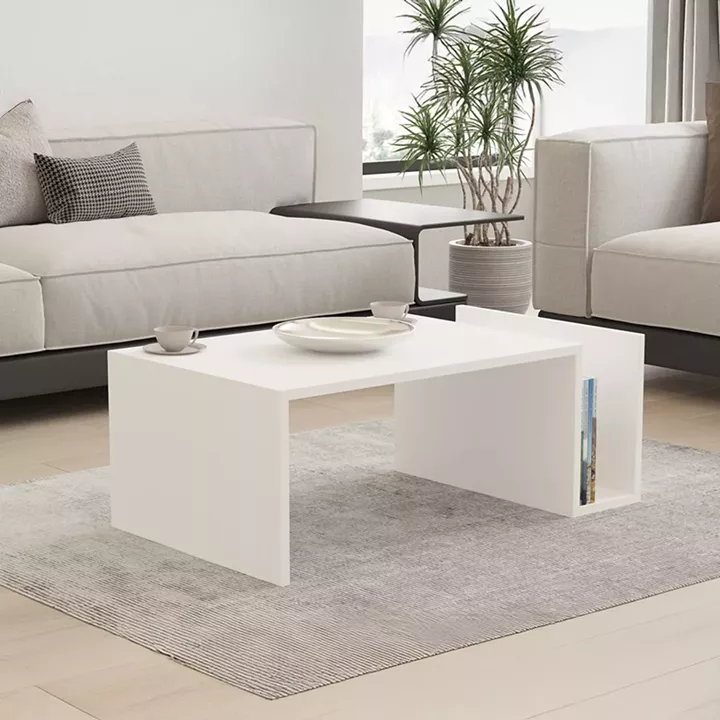 Τραπέζι σαλονιού Poko pakoworld σε λευκή απόχρωση 86.8x50x32,4εκ