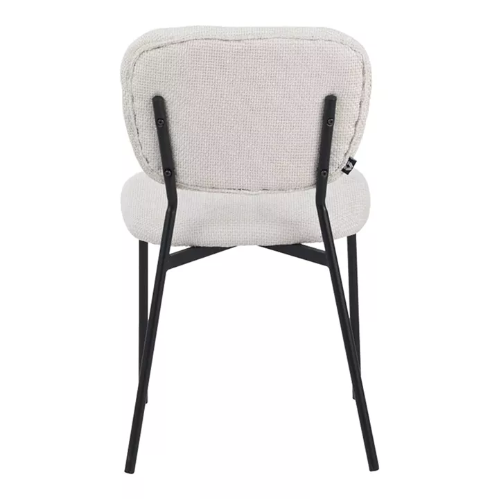 Cathair pakoworld chair bouclé fabric in beige green color with black metallic legs 68x66x82.5cm