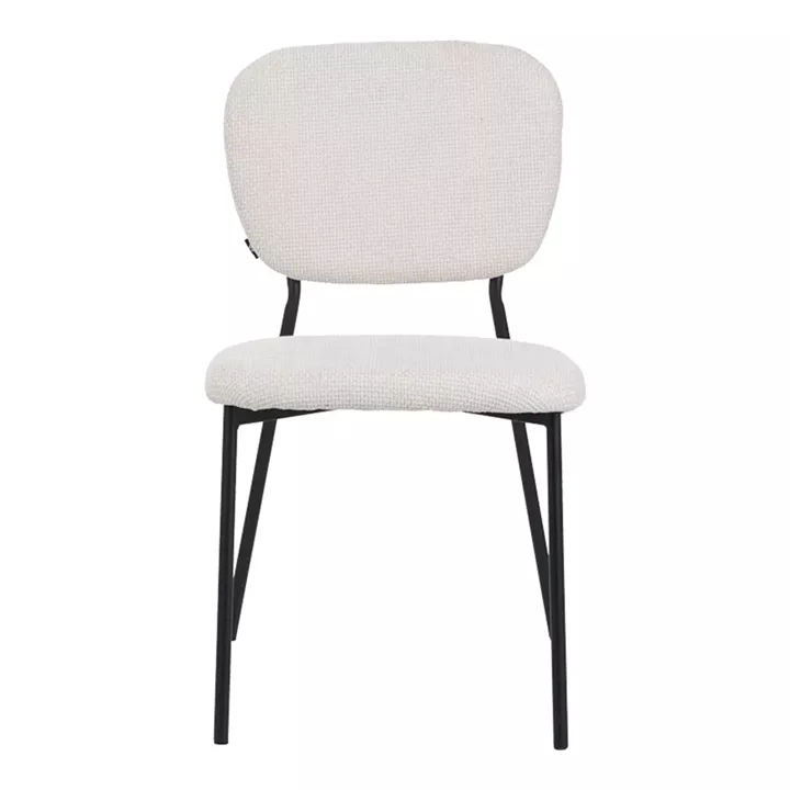 Cathair pakoworld chair bouclé fabric in beige green color with black metallic legs 68x66x82.5cm