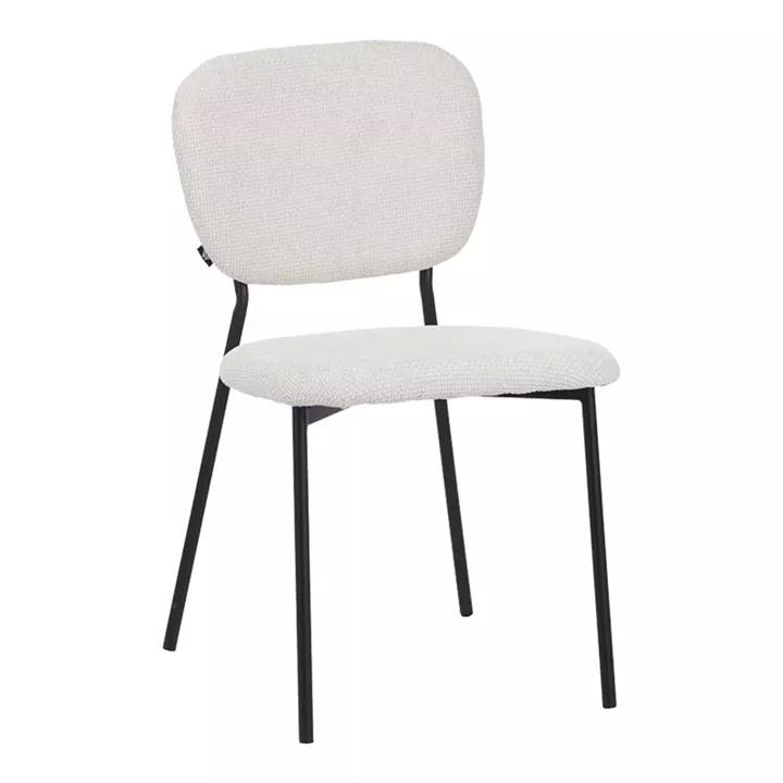 Cathair pakoworld chair bouclé fabric in beige green color with black metallic legs 68x66x82.5cm
