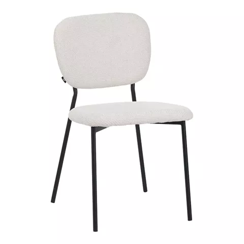 Cathair pakoworld chair bouclé fabric in beige green color with black metallic legs 68x66x82.5cm