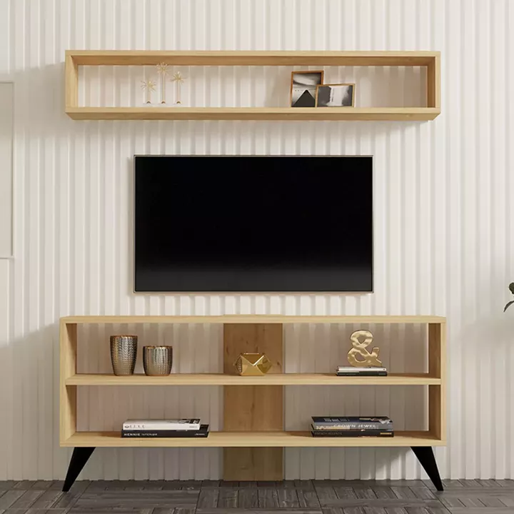 Σύνθετο σαλονιού Prestige pakoworld σε oak απόχρωση 120x29,6x50εκ
