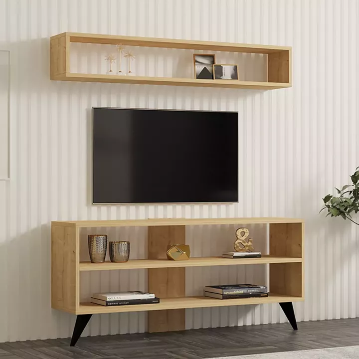 Σύνθετο σαλονιού Prestige pakoworld σε oak απόχρωση 120x29,6x50εκ
