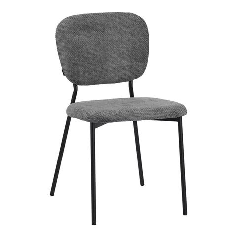 Cathair pakoworld chair bouclé fabric in dark grey green color with black metallic legs 68x66x82.5cm