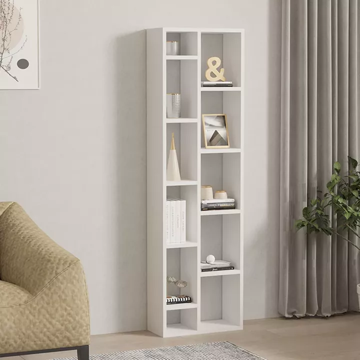 Βιβλιοθήκη Minicu pakoworld σε λευκή απόχρωση  44,4x19,6x150εκ