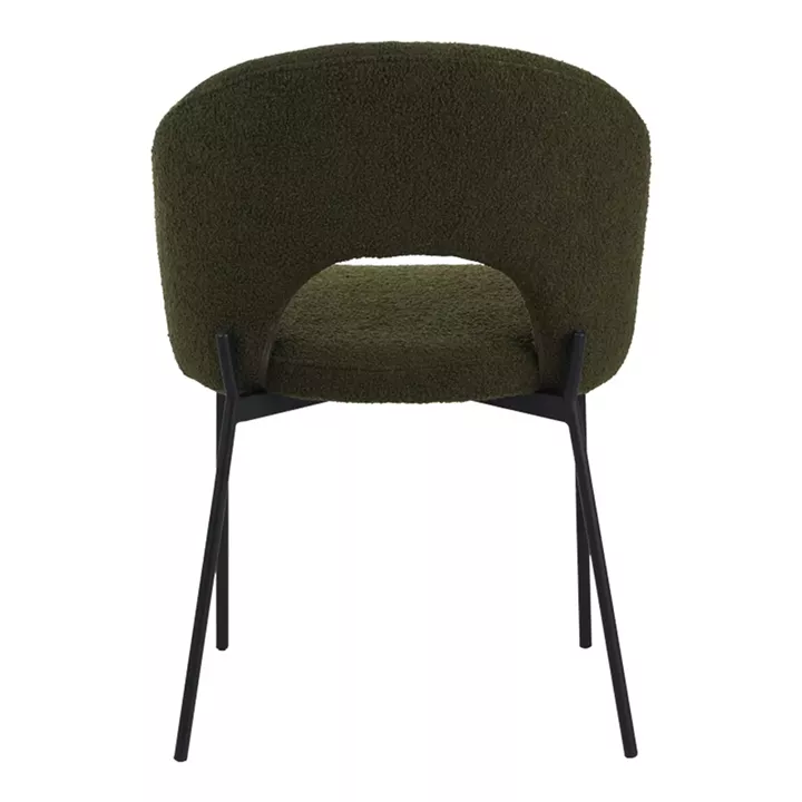 Masebo pakoworld chair bouclé fabric in dark green color with black metallic legs 68x66x82.5cm