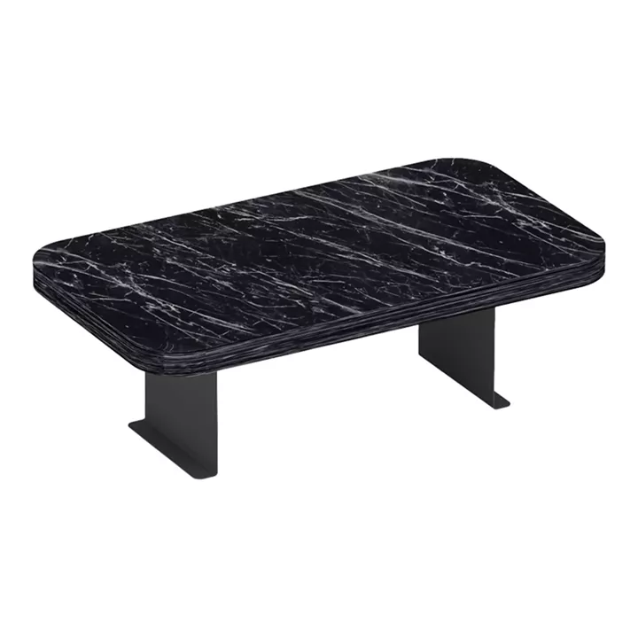 Linea I pakoworld side table in black marble finish with black metal legs 20x35x10cm