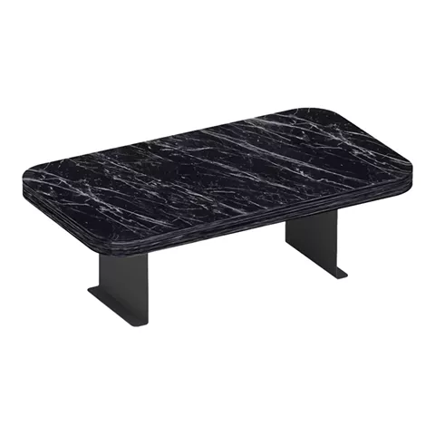 Linea I pakoworld side table in black marble finish with black metal legs 20x35x10cm