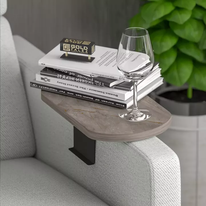Linea pakoworld side table in anthracite  marble finish with black metal legs 20x35x10cm