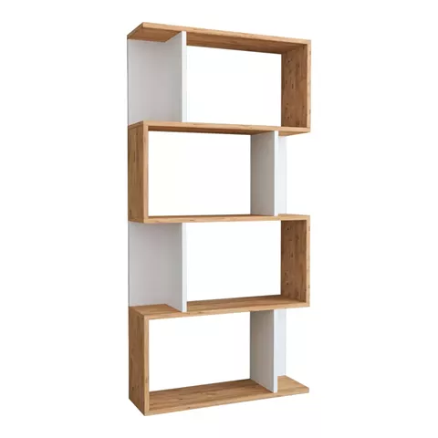 Βιβλιοθήκη Kadu pakoworld σε sonoma-λευκή  απόχρωση  72x22x147εκ