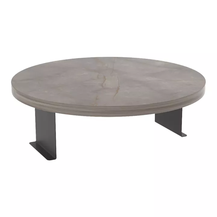 Linea pakoworld side table in anthracite with black metal legs D35.5x5cm