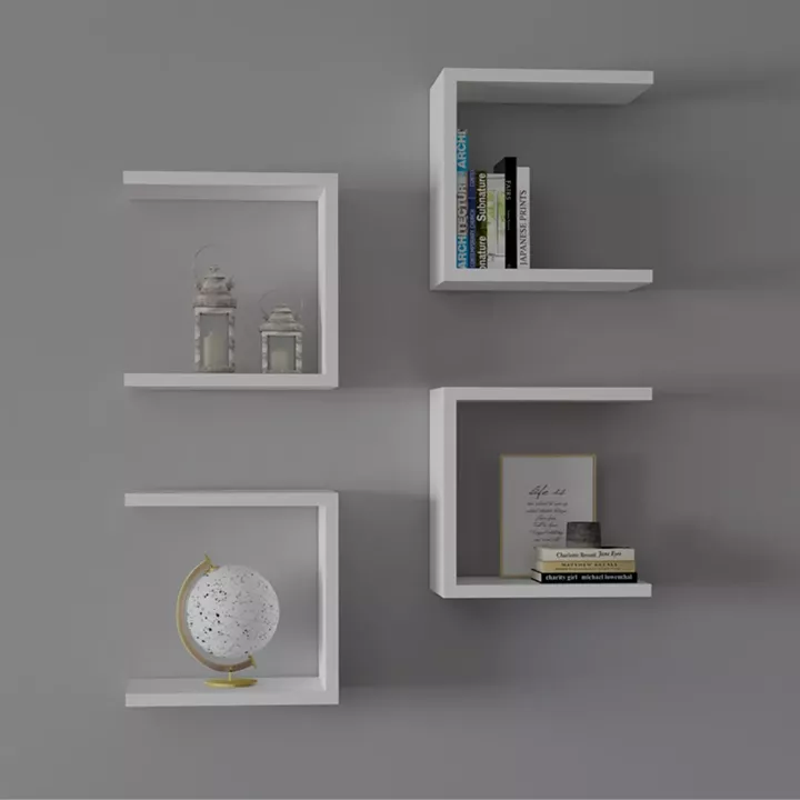Perari pakoworld 4pcs wall shelf in white shade 30x19.6x30cm