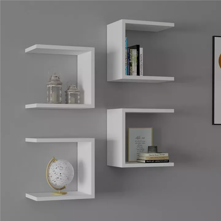 Perari pakoworld 4pcs wall shelf in white shade 30x19.6x30cm
