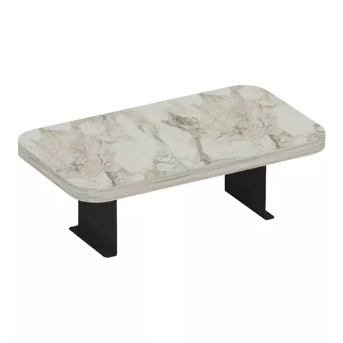 Linea I pakoworld side table in grey marble finish with black metal legs 20x35x10cm
