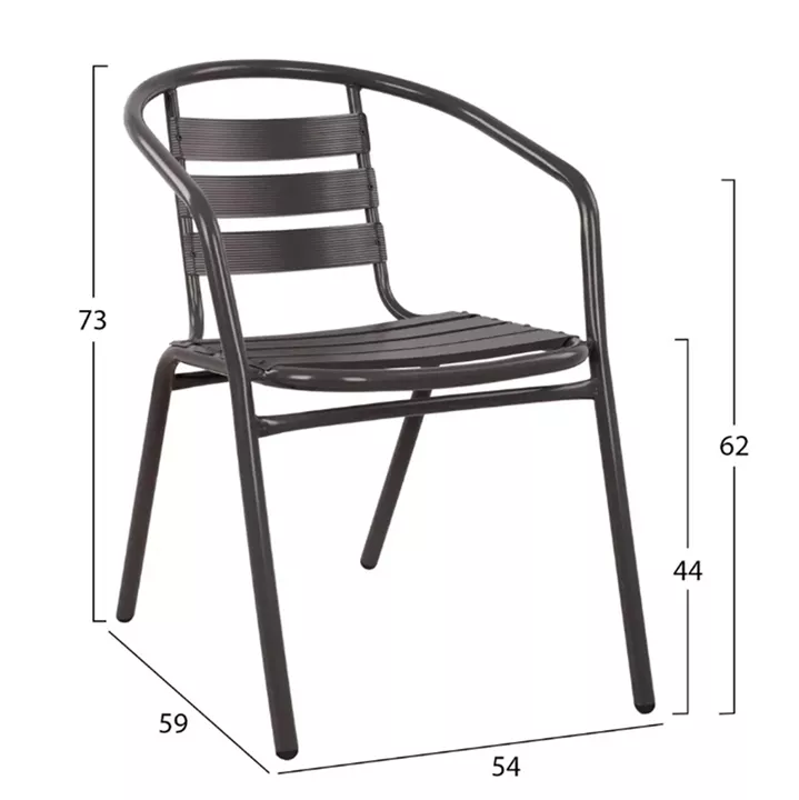 OUTDOOR LOUNGE SET 3PCS LAURA HM21112 SEMICIRCULAR TABLE & 2 ARMCHAIRS IN GREY