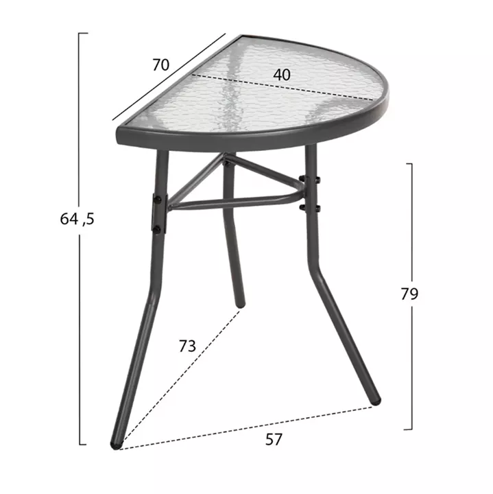 OUTDOOR LOUNGE SET 3PCS LAURA HM21112 SEMICIRCULAR TABLE & 2 ARMCHAIRS IN GREY