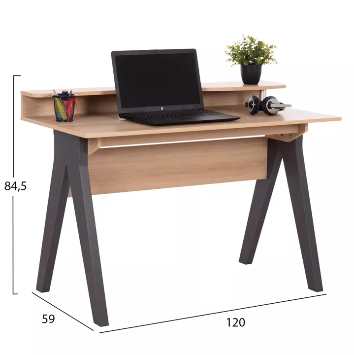 DESK KRONEL HM18293 MELAMINE IN SONAMA-GREY 120x59x84.5Hcm.